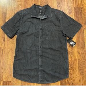 Volcom Men's Classic Fit Short Sleeve Button-Down Gray Sz Large NWT Imperfection